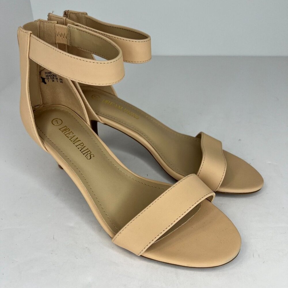 Dream Pairs Womens Fiona Tan Fashion Stilettos Open Toe Strap Size 7 Pump Heels - Picture 2 of 11